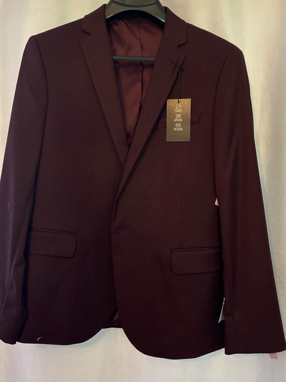 jf j.ferrar Men's Burgundy Single-Breasted Blazer Size 42S